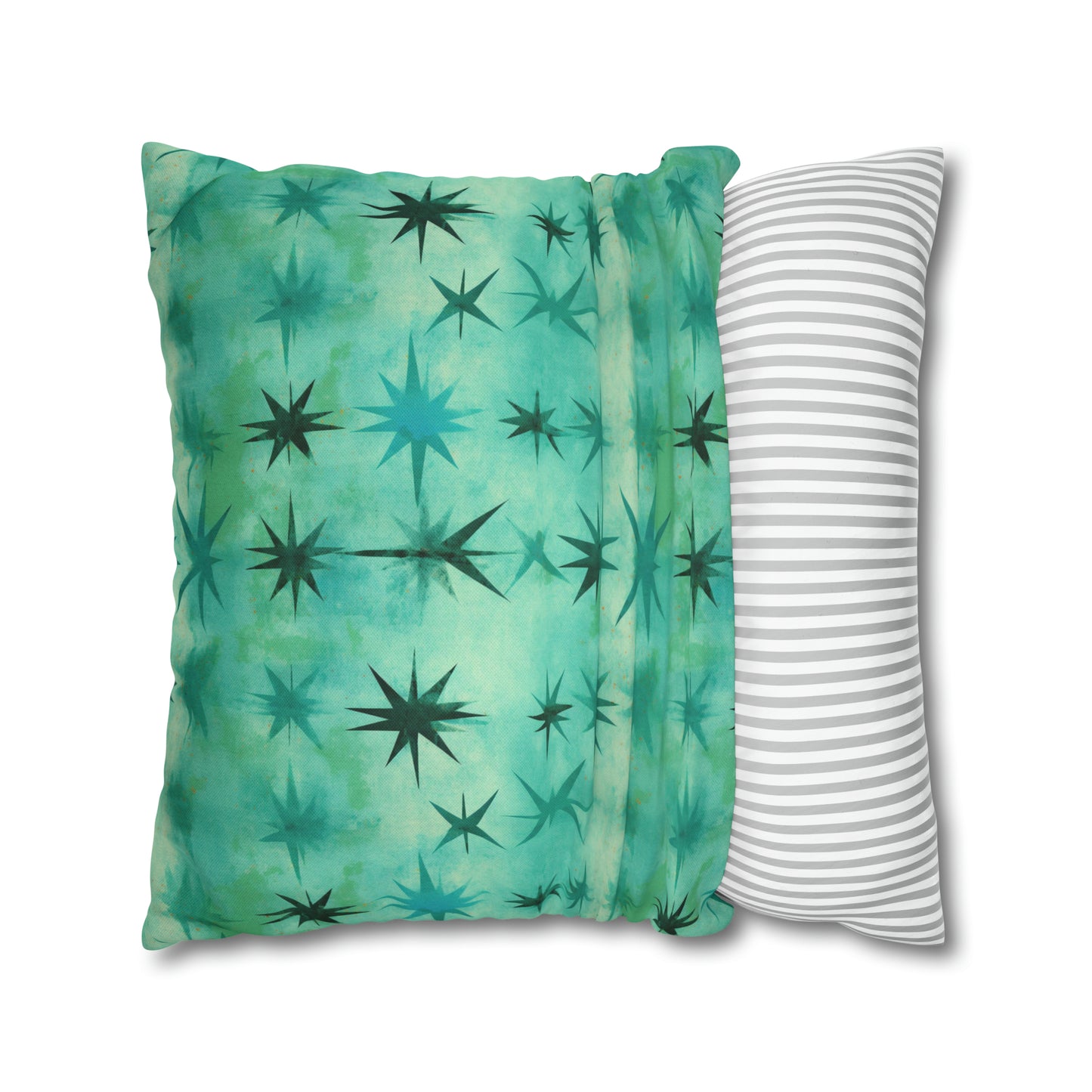 Aqua Green Starry Square Pillow Case