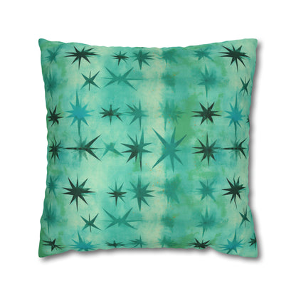 Aqua Green Starry Square Pillow Case