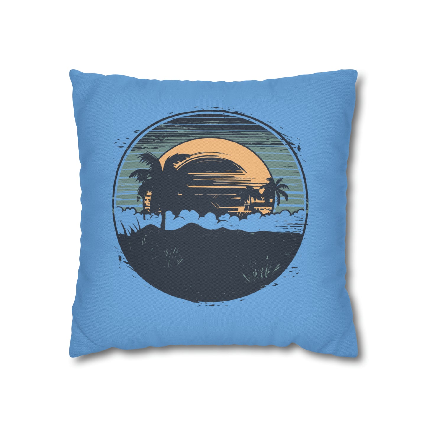 Coastal Tranquility: Beach Sunset Motif Pillow Case