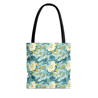 Green and Yellow Floral Pattern Tote Bag