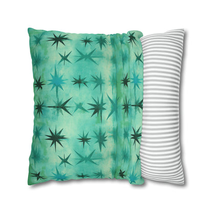 Aqua Green Starry Square Pillow Case