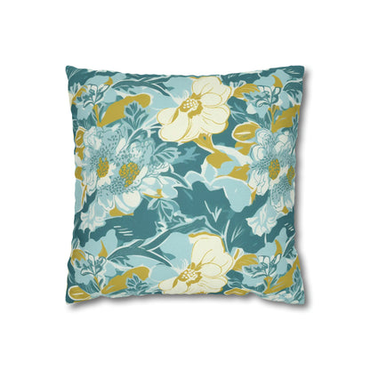 Green and Yellow Floral Spun Polyester Pillow Case