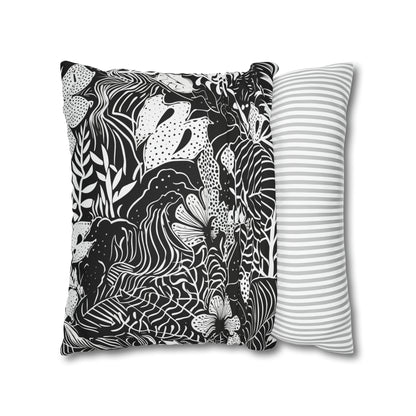 Black and White Tropical Pillow Case