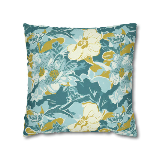 Green and Yellow Floral Spun Polyester Pillow Case