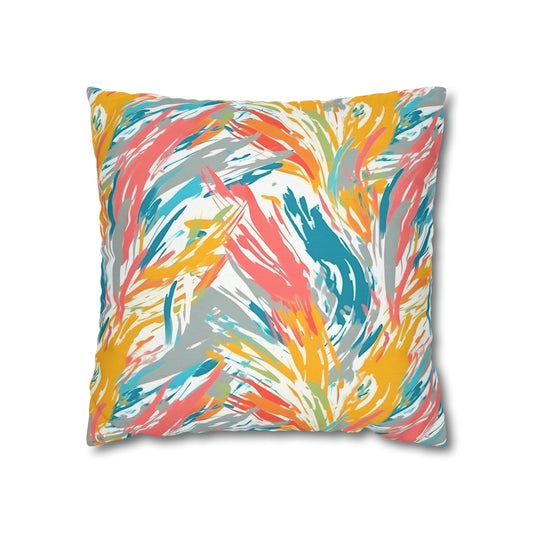 Multicolored Palm Leaves Pillow Case