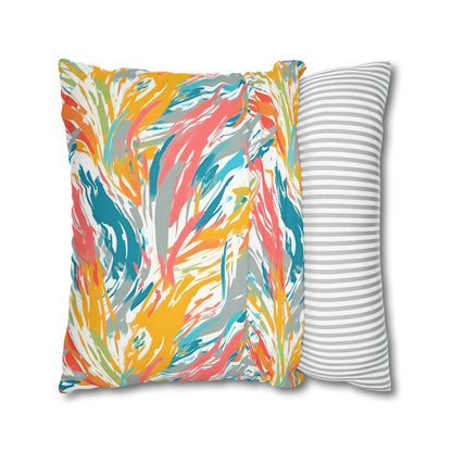 Multicolored Palm Leaves Pillow Case