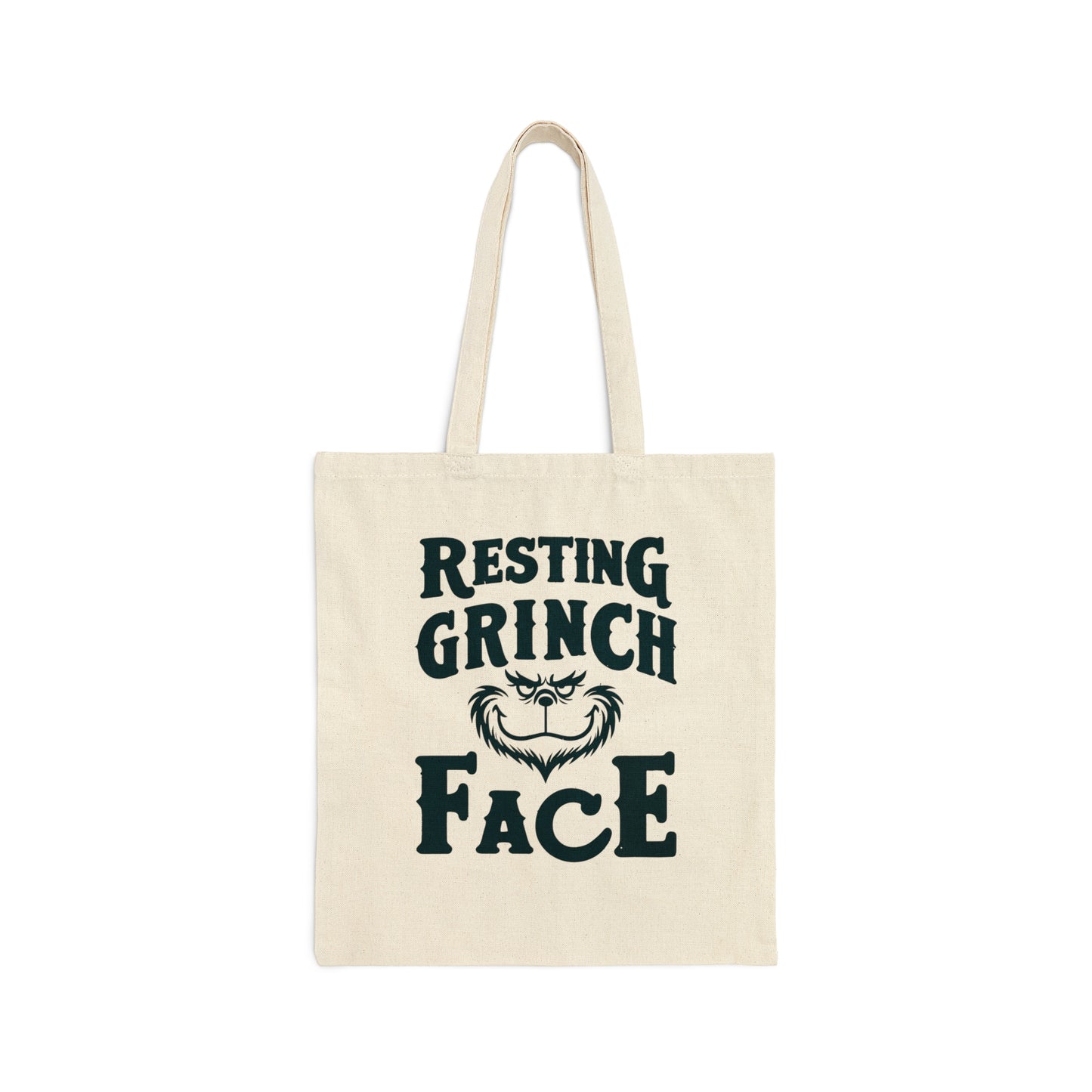 Resting Grinch Face Cotton Canvas Tote Bag