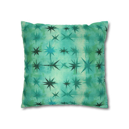 Aqua Green Starry Square Pillow Case