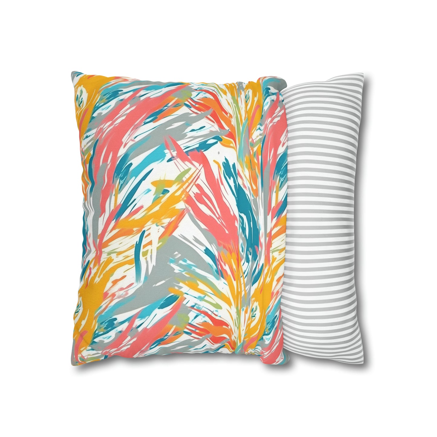 Multicolored Palm Leaves Pillow Case