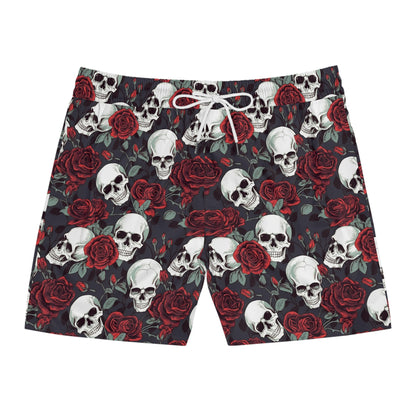 Skulls and Roses Rockabilly Men's Mid-Length Swim Shorts