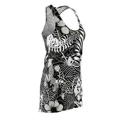 Tropical Black and White Tropical Flowers Women's Dress