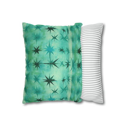 Aqua Green Starry Square Pillow Case