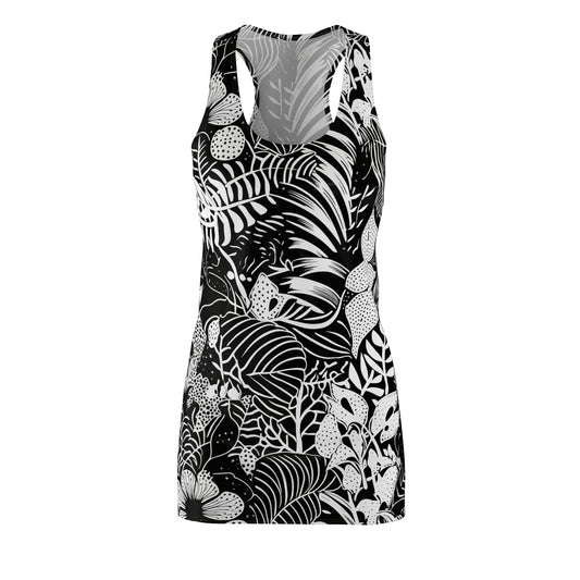 Tropical Black and White Tropical Flowers Women's Dress