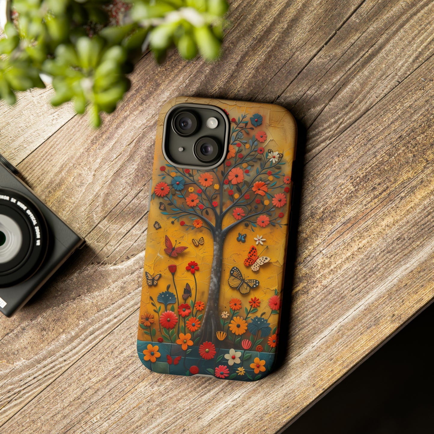 Nature-Inspired 3D Tree iPhone Case - Vibrant Textured Design - Detailed Floral Patterns - Multicolor Surfaces - Unique Accessory