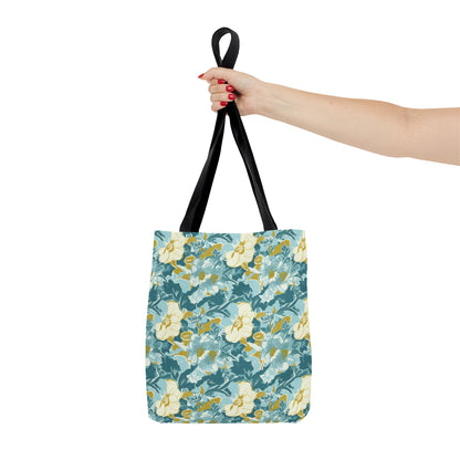 Green and Yellow Floral Pattern Tote Bag