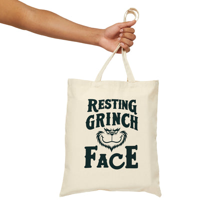 Resting Grinch Face Cotton Canvas Tote Bag