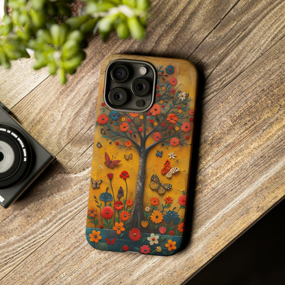 Nature-Inspired 3D Tree iPhone Case - Vibrant Textured Design - Detailed Floral Patterns - Multicolor Surfaces - Unique Accessory