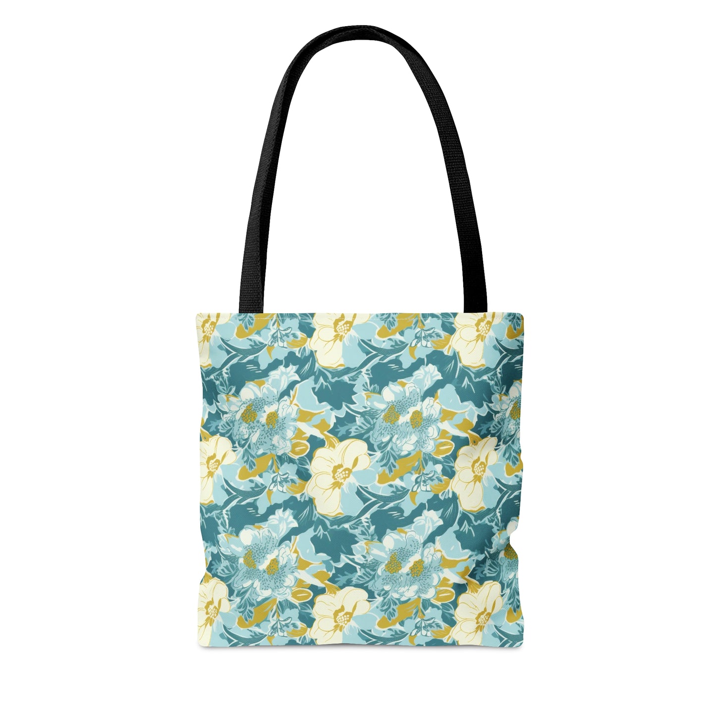 Green and Yellow Floral Pattern Tote Bag