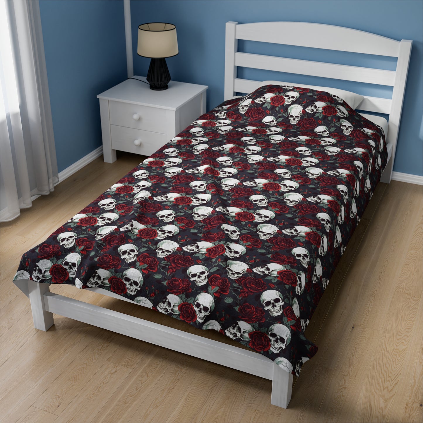 Skulls and Roses Plush Blanket