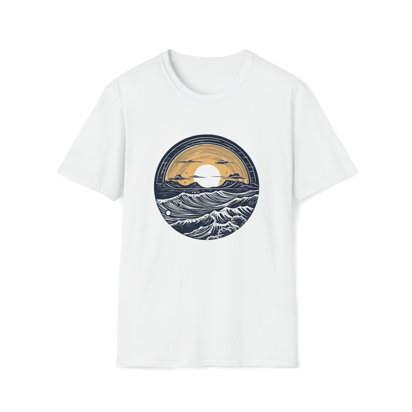 Wave Moon T-Shirt - Beach Vibes, Sunset Shirt, Summer Holiday Shirt, Summer Vacation Gift, Hawaiian Shirt