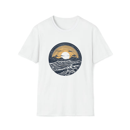 Wave Moon T-Shirt - Beach Vibes, Sunset Shirt, Summer Holiday Shirt, Summer Vacation Gift, Hawaiian Shirt