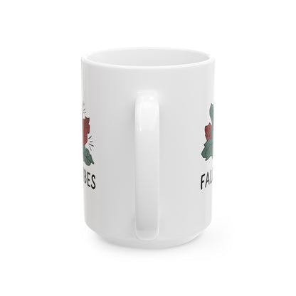 Fall Vibes Coffee Mug - Autumn Season White Ceramic Cup, Perfect for Fall Lovers