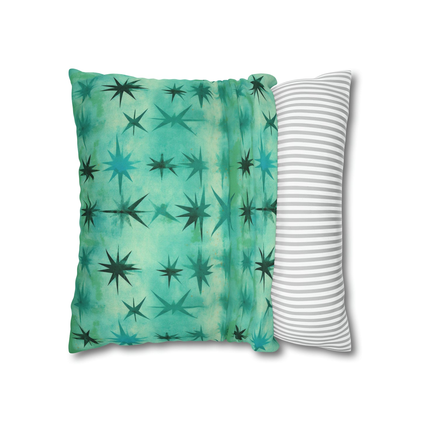 Aqua Green Starry Square Pillow Case