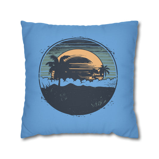 Coastal Tranquility: Beach Sunset Motif Pillow Case