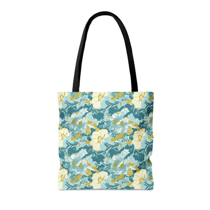 Green and Yellow Floral Pattern Tote Bag