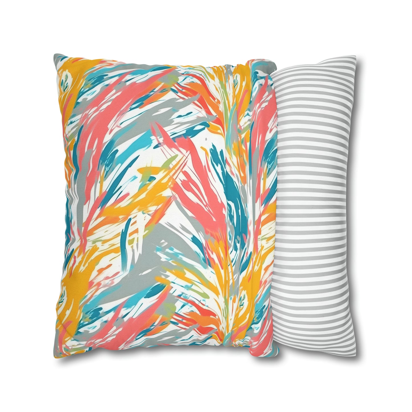 Multicolored Palm Leaves Pillow Case