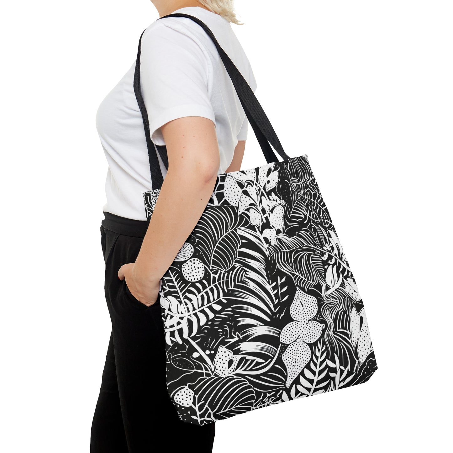 Black and White Tropical Tote Bag