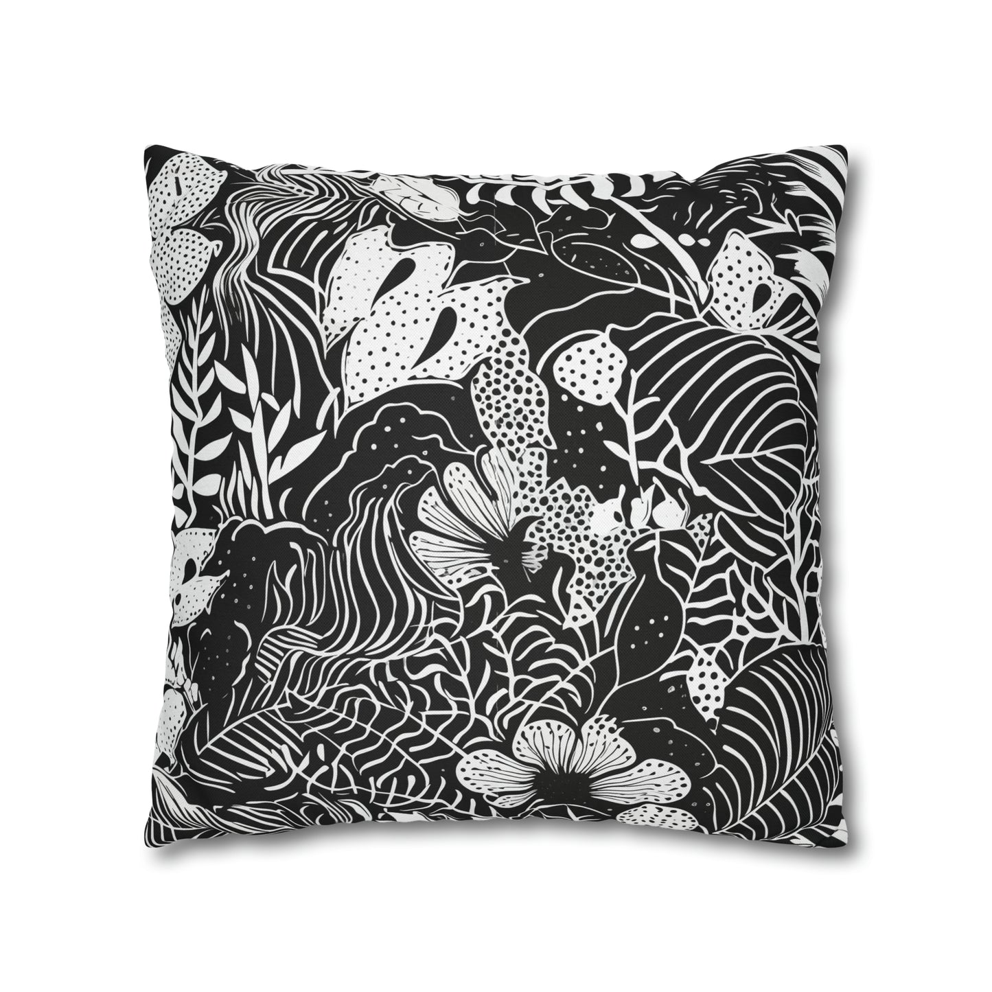 Black and White Tropical Pillow Case