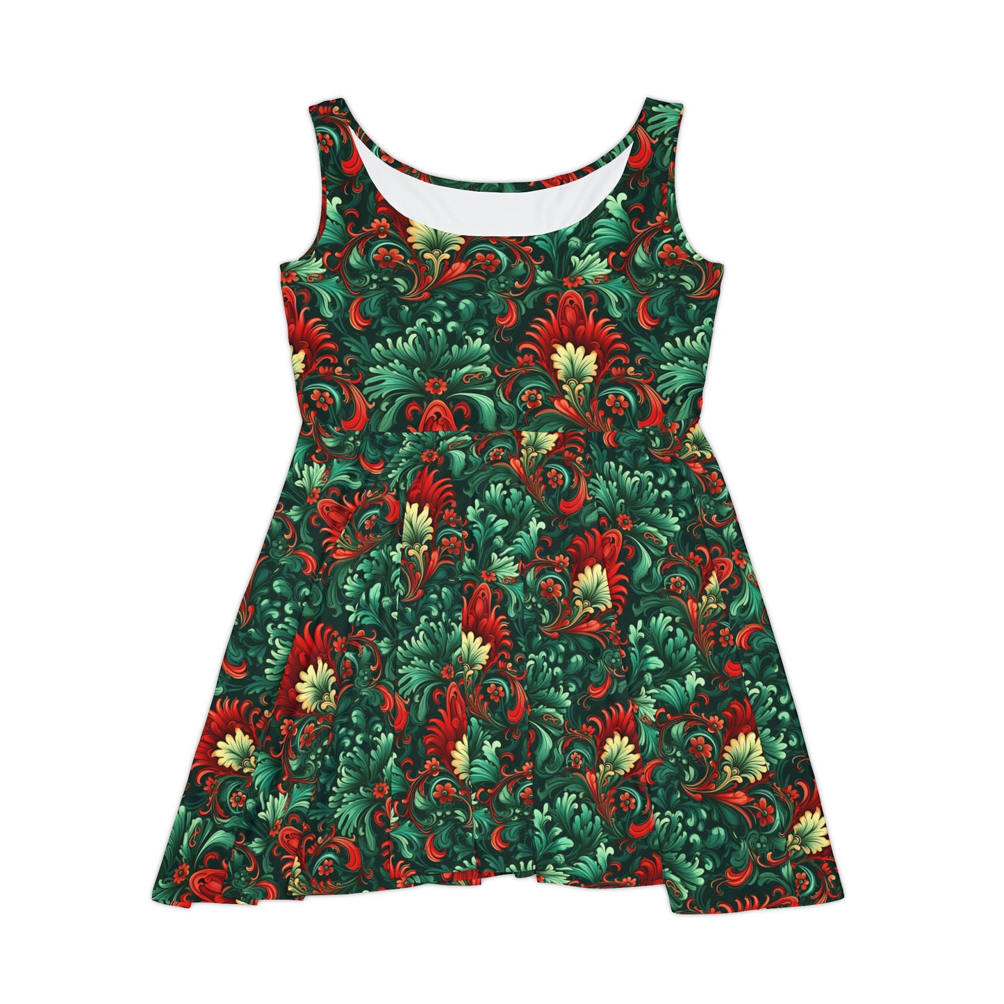 Botero Green and Red Floral Women's Dress