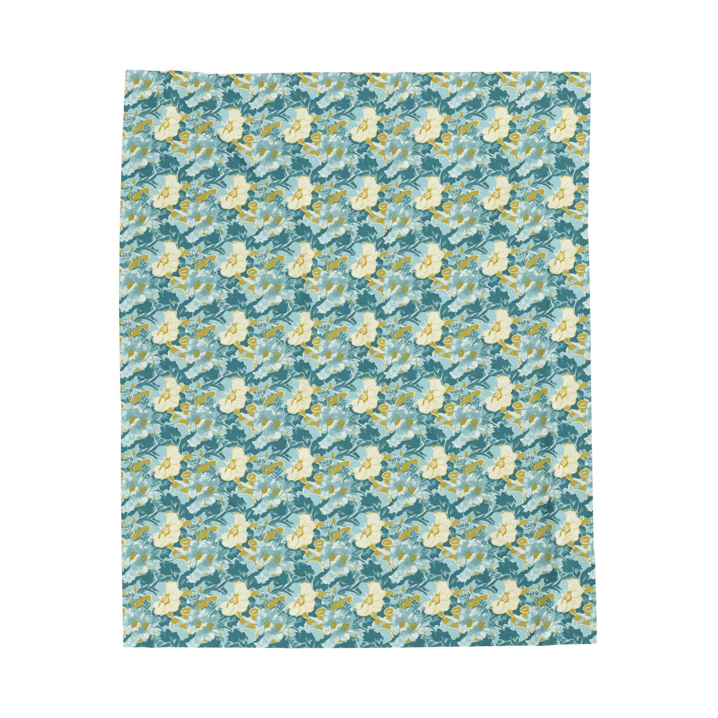 Green and Yellow Floral Pattern Plush Blanket