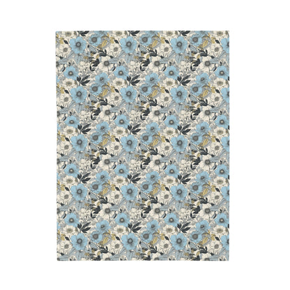 Blue and Grey Floral Plush Blanket