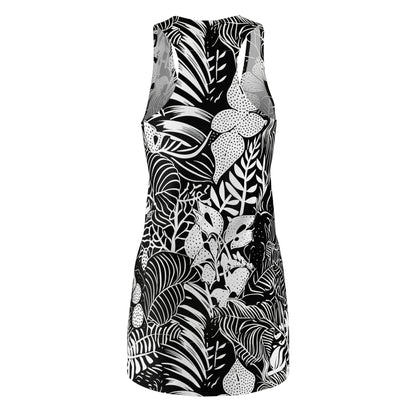 Tropical Black and White Tropical Flowers Women's Dress