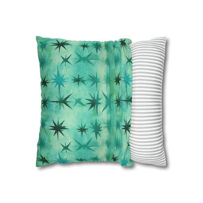 Aqua Green Starry Square Pillow Case